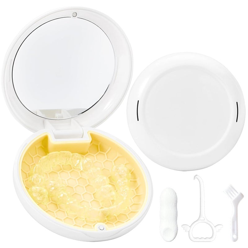Gaboolo Store Retainer Case Slim Aligner Case with Vent Holes Removable Inner Tray Silicone for Easy Cleaning Retainer Removal Tool and Brush - Image 1